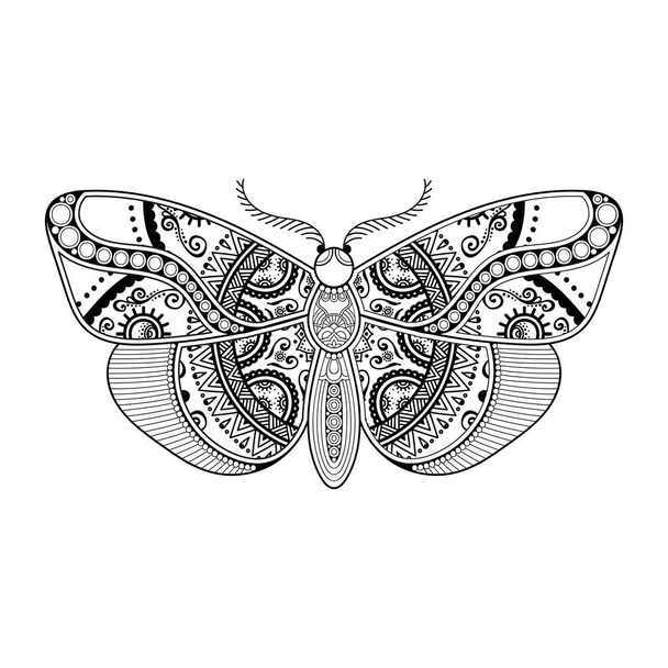 vector butterfly black and white element line art print design - Vector, imagen