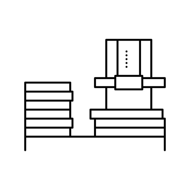 rétegelt lemez gyár berendezések vonal ikon vektor illusztráció - Vektor, kép