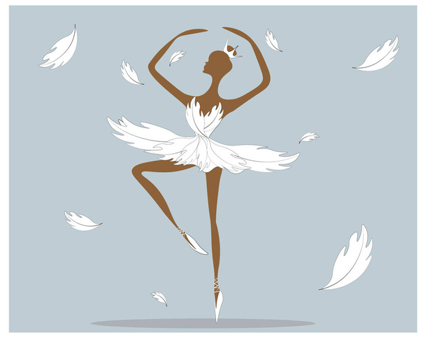 una bellissima ballerina. la gentile Signora in tutù è elegante e graziosa nel volo della danza. La bellezza del balletto - Vettoriali, immagini