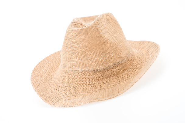 Słomkowy kapelusz izolowany na białym tle - Zdjęcie, obraz