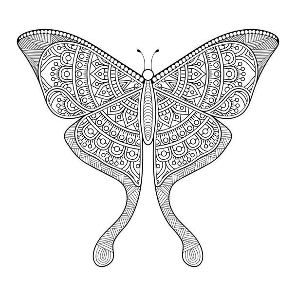 vector butterfly black and white element line art print design - Vector, afbeelding