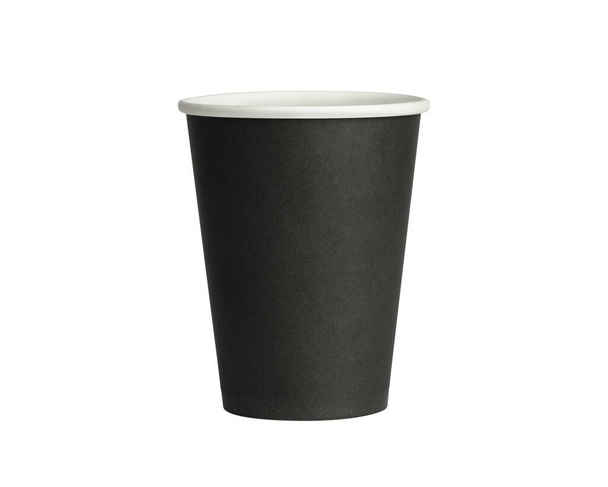 Black paper take-out coffee Cup. Isolated on a white. With clipping path - Foto, Imagen