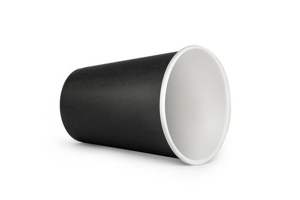 Black paper take-out coffee Cup. Isolated on a white. With clipping path - Foto, Imagen