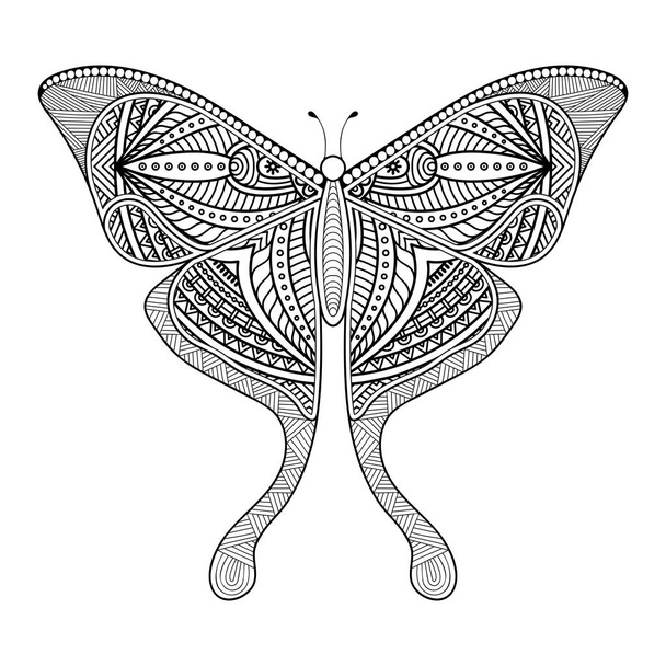 vector butterfly black and white element line art print design  - Vektor, Bild