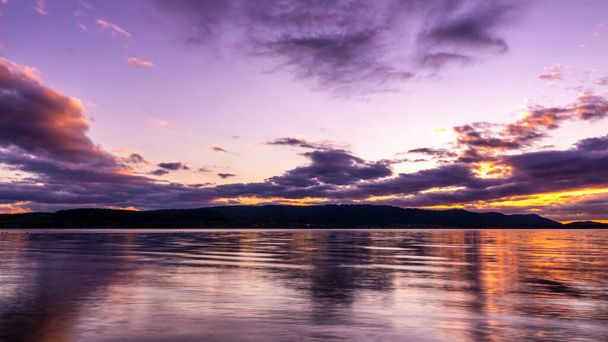 purple sunset lake constance springtime  - Photo, Image