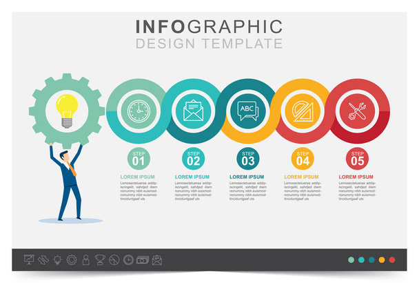 Modern infographic template, presentation business infographic template, step to target, icon set - Vector, Image