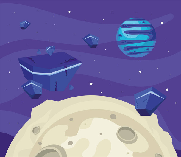 космическая луна и астероиды - Вектор,изображение