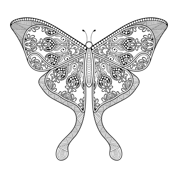 vector butterfly black and white element line art print design  - Vektor, obrázek