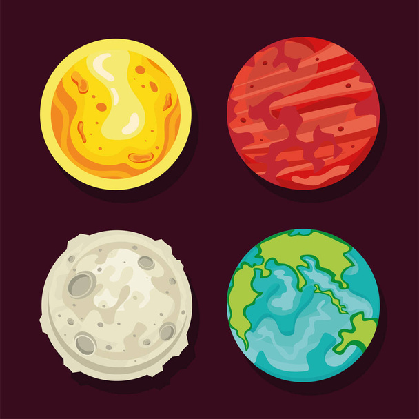 icons with planets or spheres - Vector, Image