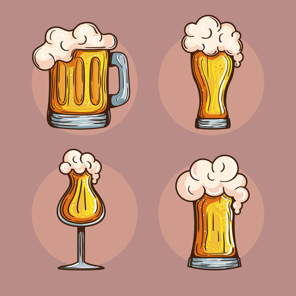 icono conjunto con cervezas - Vector, Imagen