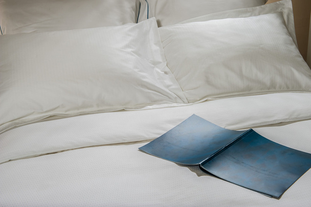 Comfortable soft  pillows situated  on the bed. - Valokuva, kuva