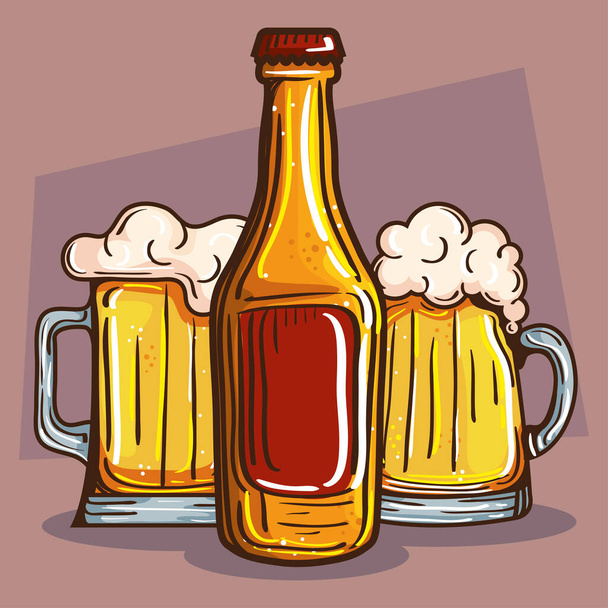deliciosas y frescas cervezas - Vector, Imagen