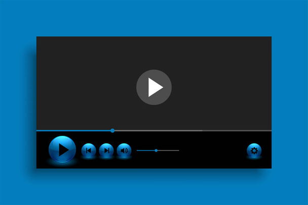 glossy blue video player template design - Vector, afbeelding