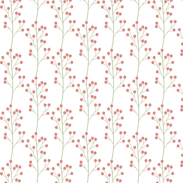 Seamless pattern with plants on the white background. Botanic ornament. - Vektor, obrázek