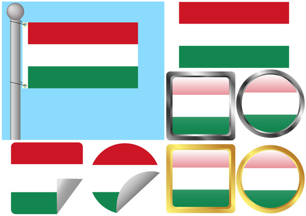 ustawiona flaga Węgier - Wektor, obraz