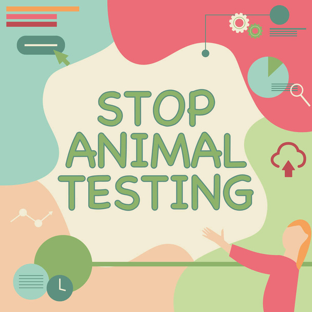 Текст, показывающий вдохновение Stop Animal Testing. Интернет положил конец экспериментам или исследованиям на животных. - Фото, изображение