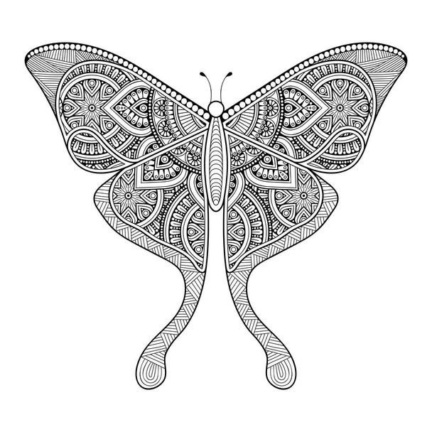vector butterfly black and white element line art print design  - Vector, afbeelding