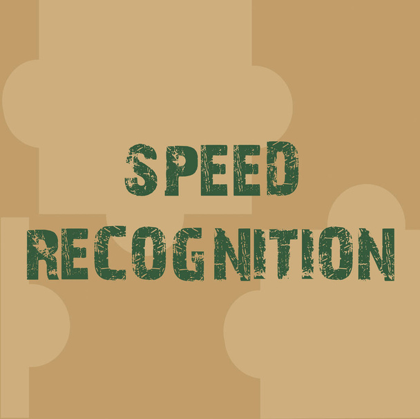 Text sign showing Speed Recognition. Business overview interdisciplinary subfield of computational linguistics Line Illustrated Backgrounds With Various Shapes And Colours. - Photo, Image