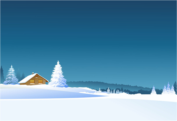 Χειμερινό αγροτικό τοπίο - Διάνυσμα, εικόνα