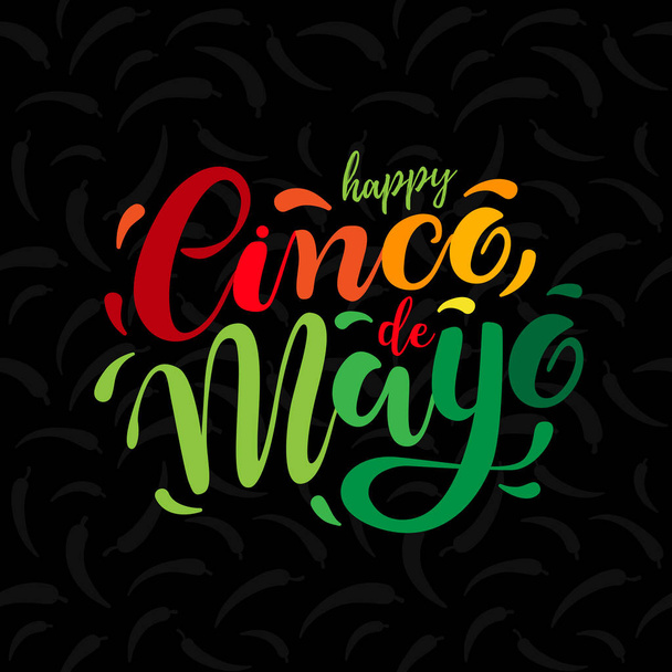 Cinco de Mayo, kézzel rajzolt betű. Tökéletes plakát, üdvözlőlap, logó, póló, banner. Vektor illusztráció EPS 10 - Vektor, kép