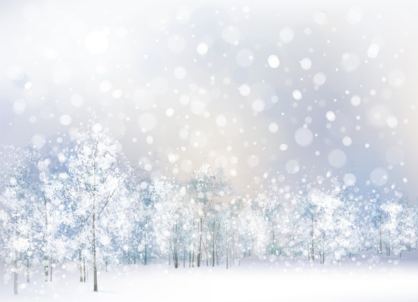 Вектор зимней сцены с лесом
 - Вектор,изображение