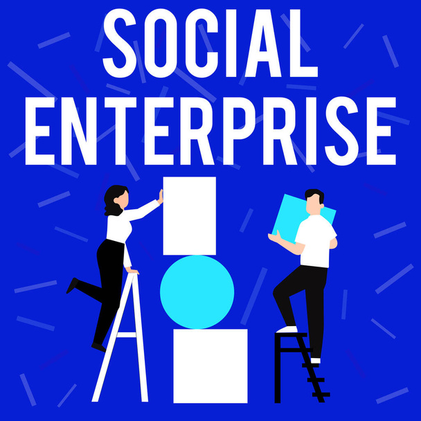 Textzeichen, das Social Enterprise zeigt. Konzept bedeutet, dass es sich um ein Unternehmen handelt, das bestimmte zivile Ziele verfolgt.. - Foto, Bild
