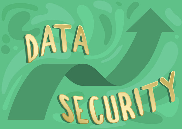 Text sign showing Data Security. Business idea Protected important personal data from unauthorized access Illustration Of Arrow Floating Smoothly Towards The Sky High. - Photo, Image