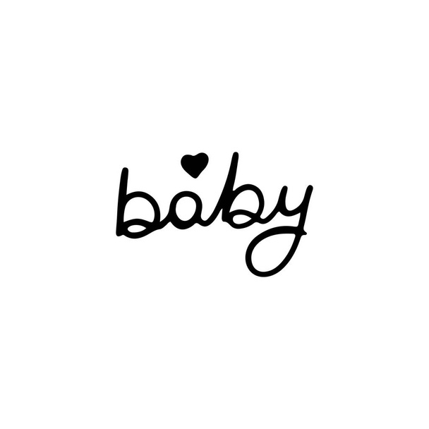 Isolated inscription baby with a heart in doodle - Vektor, obrázek