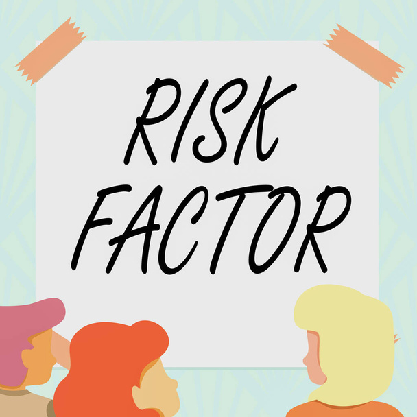 Inspiration showing sign Risk Factor. Business overview Characteristic that may increase the percentage of acquiring a disease Team Members Looking At Whiteboard Brainstorming New Solutions - Photo, Image