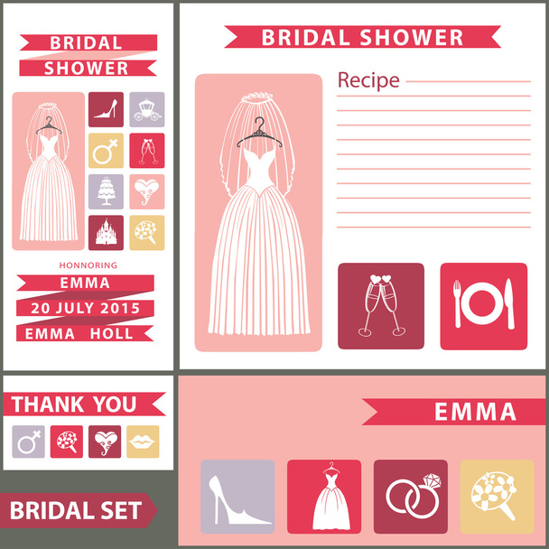 Bridal shower design  template set with flat icons - Foto, Imagem