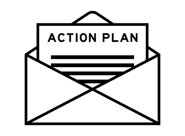 Firma de sobres y cartas con plan de acción de palabras como titular - Vector, Imagen