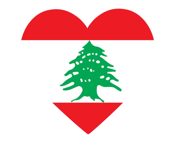 Libanon Flagge Nationales Asien Emblem Herz Ikone Vektor Illustration Abstraktes Design Element - Vektor, Bild