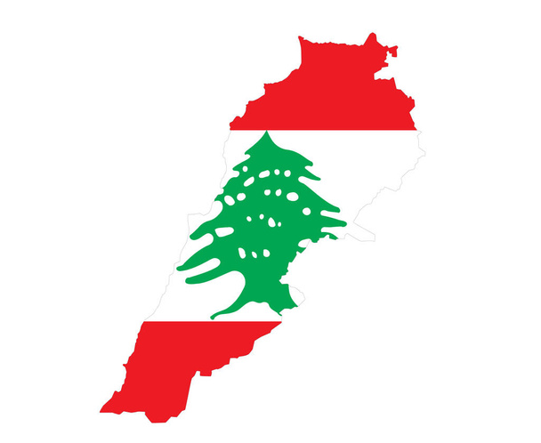 Libanon Flagge Nationales Asien Emblem Karte Ikone Vektor Illustration Abstraktes Gestaltungselement - Vektor, Bild