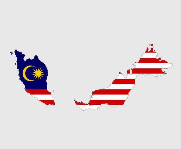 Malaysia Flagge National Asia Emblem Karte Ikone Vektor Illustration Abstraktes Gestaltungselement - Vektor, Bild
