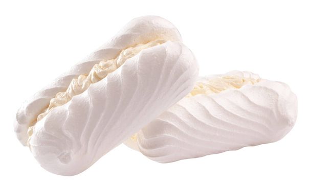 Baiser-Plätzchen-Sandwiches mit Buttercreme isoliert auf Weiß - Foto, Bild