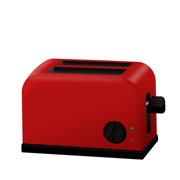 Red toaster on white background, vector illustration - Vector, Imagen