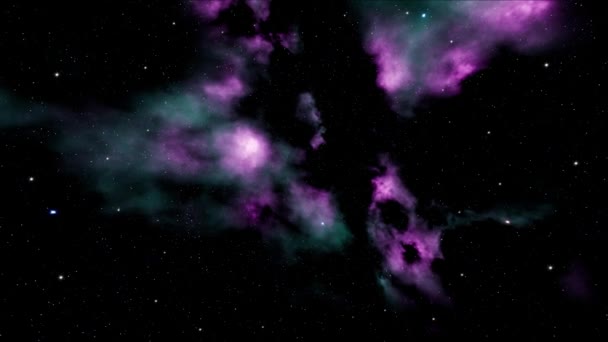 Partículas de brillo voladoras en el espacio de nebulosas de neón - Imágenes, Vídeo