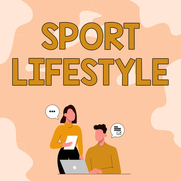 Conceptual display Sport Lifestyle. Business idea Fond of sport or outdoor activities Physically active Partners Sharing New Ideas For Skill Improvement Work Strategies. - Photo, Image