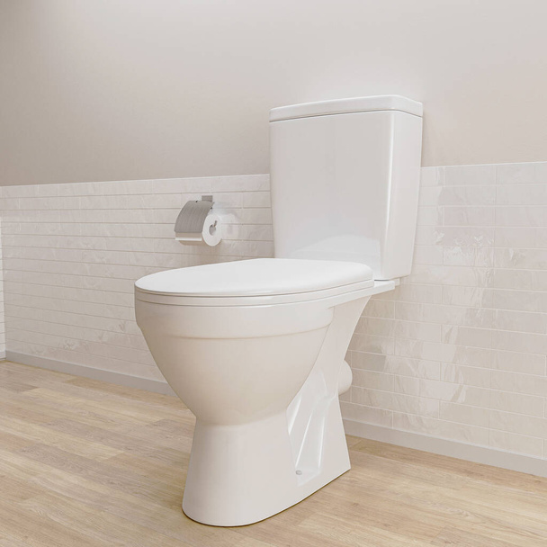 Neue Toilettenschüssel, 3D-Rendering - Foto, Bild