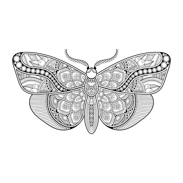 vector butterfly black and white element line art print design - Вектор,изображение