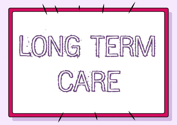 Text caption presenting Long Term Care. Business concept assistance with the basic personal tasks of everyday life Line Illustrated Backgrounds With Various Shapes And Colours. - Photo, Image