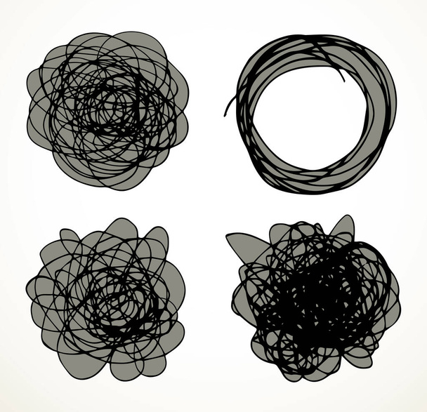 脳バンドカジュアルなミックス決定ジョブネットワーク方法ホワイトテキスト空間の背景。概要黒ペン手描きライフパス。ケーブルネットコードロープループパズルワークボール形状タスクアートスクロールロゴデザインスタイル - ベクター画像