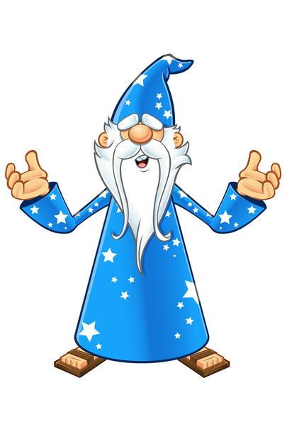 kék öreg varázsló karakter - Vektor, kép
