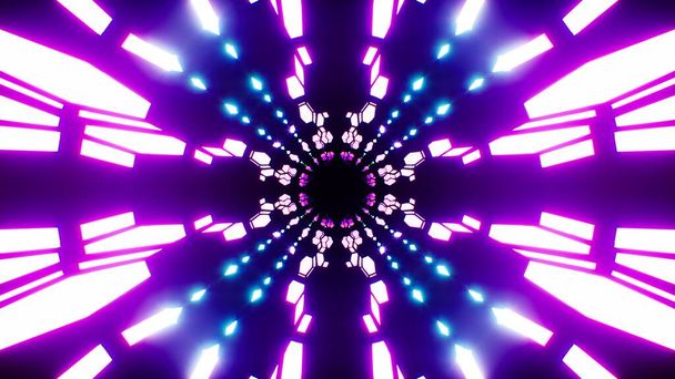 Abstract Neon Purple Light Mechanical Tunnel texture effect illustration design background. - Photo, Image