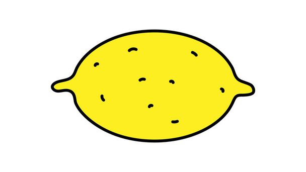 bright, yellow, appetizing lemon on a white background, vector illustration. a fruit with a thick skin. lemon drawing, vitamin food, vegan food, raw food diet. - Vector, Image