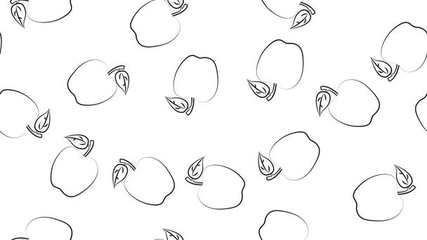 apple of red color on a white background, vector illustration, pattern. fruit for eating. healthy food, diet food, vegan food, raw food diet. seamless illustration in black and white style. - ベクター画像