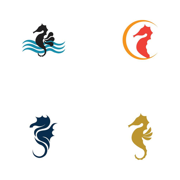 σύνολο του προτύπου σχεδίασης εικονογράφησης λογότυπου Sea Horse - Διάνυσμα, εικόνα