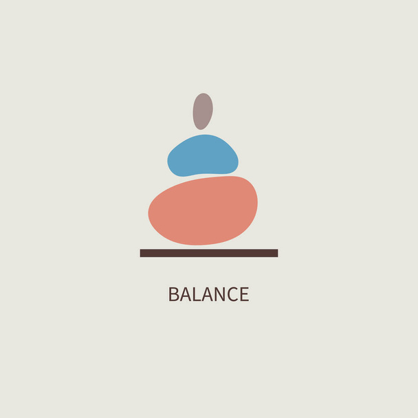 Entrenamiento de vida, icono de equilibrio. Montón de piedras, logo budista. Zen símbolo de equilibrio y estabilidad - Vector, imagen
