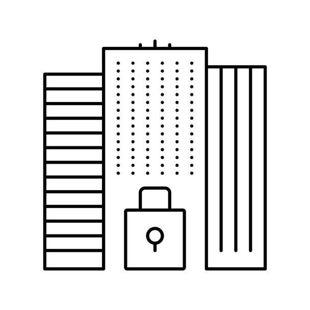 zárt üzleti központ vagy vállalatok vonal ikon vektor illusztráció - Vektor, kép