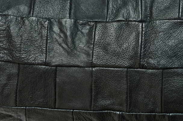 Dark leather square patch material background pattern - Photo, Image